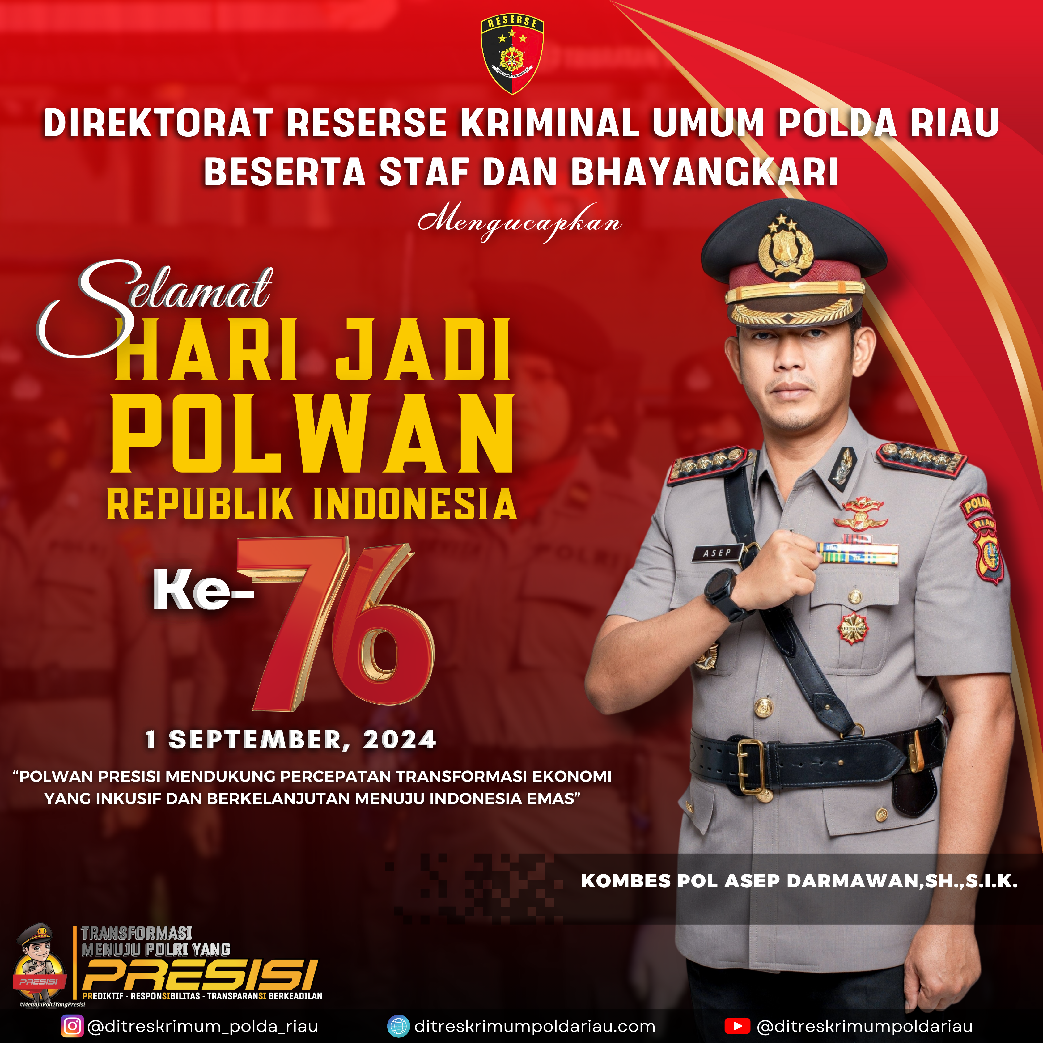 SELAMAT HARI JADI POLWAN REPUBLIK INDONESIA KE-76